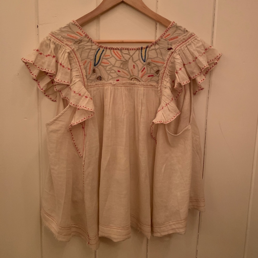 Free People Hailey Embroidered Top